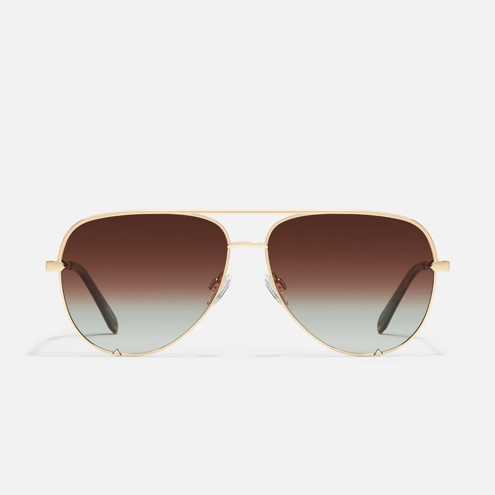 Quay Australia High Key Sunglasses Gold Frame / Brown Fade Polarized Lens 56mm